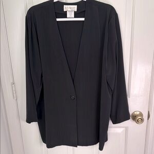 S.G.Sport Black Women's Lightweight Unconstructed Jacket, One Button Close